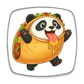 Süßer Panda Taco Fast Food Lustig Skurril Cartoon - Viereckiger Kühlschrankmagnet - Weiß - Vorne
