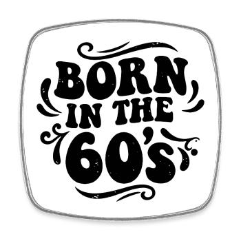 Né dans les années 60 - Design rétro vintage des années 60 - Magnet carré - blanc - Devant
