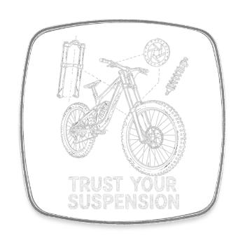 Downhill MTB Exploded Drawing – Suspension Art - Square fridge magnet - white - Front