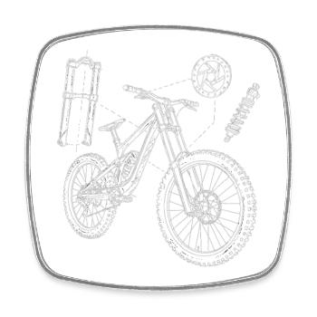 MTB Geometry Sketch: Downhill Exploded Drawing - Square fridge magnet - white - Front