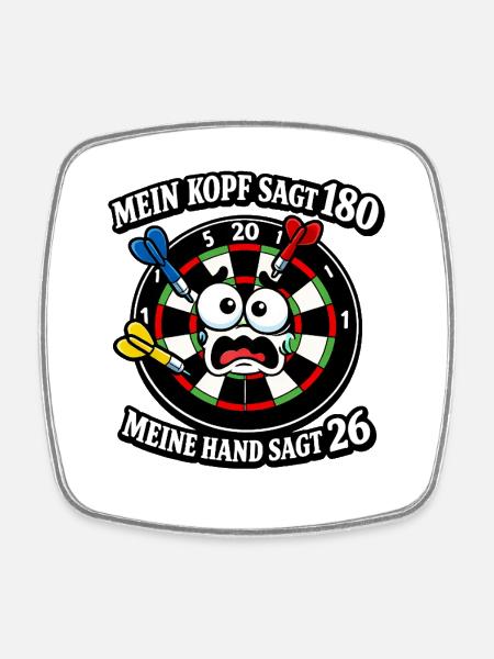 Head says 180, hand says 26 - Square fridge magnet - white
