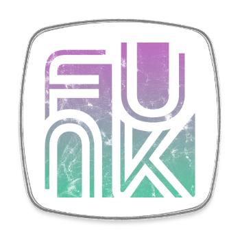 Funk Vintage - Viereckiger Kühlschrankmagnet - Weiß - Vorne