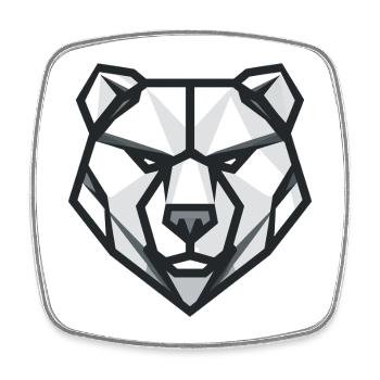 Geometric bear logo, symbol of strength and power - Square fridge magnet - white - Front