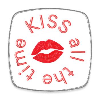Kissco Lippen - Viereckiger Kühlschrankmagnet - Weiß - Vorne