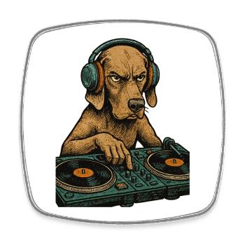Weimaraner DJ Retro – Hund mit KopfhörernWeimarane - Viereckiger Kühlschrankmagnet - Weiß - Vorne