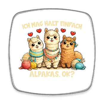 Motif comique d’alpagas avec cœur et dicton drôle - Magnet carré - blanc - Devant
