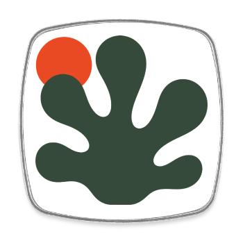 Éclaboussure vert abstraite avec accent orange - Magnet carré - blanc - Devant