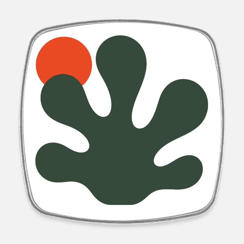 Abstract Green Splash with Orange Accent - Square fridge magnet - white