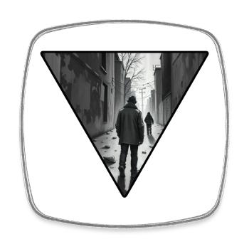 Chemin de ruelle Urbain Noir - Magnet carré - blanc - Devant