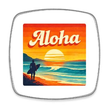 Aloha Sonnenuntergang Surf - Viereckiger Kühlschrankmagnet - Weiß - Vorne