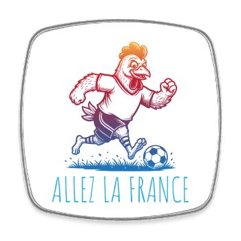 Allez la France Football Hahn - Magnet carré - blanc - Devant