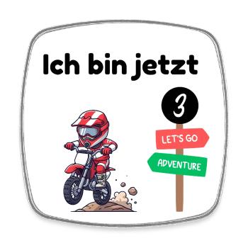 3rd Birthday - Motocross Shirt - Square fridge magnet - white - Front