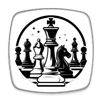 Chess duel in black and white chess motif - Square fridge magnet - white - Front