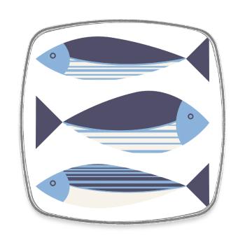 Illustrierte Grafik: Fisch dunkelblau - Viereckiger Kühlschrankmagnet - Weiß - Vorne