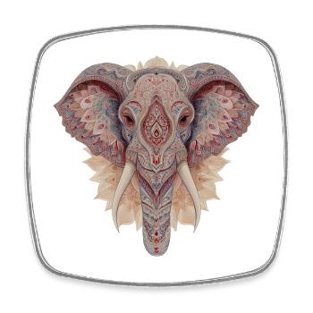 Delicate mandala elephant with feminine style - Square fridge magnet - white - Front
