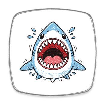 Requin – Style dessin animé avec un personnage vif - Magnet carré - blanc - Devant