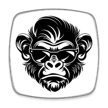 Cool Monkey Head with Sunglasses - Square fridge magnet - white - Front