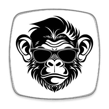 Cool Monkey Head with Sunglasses - Square fridge magnet - white - Front