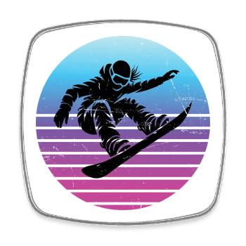 Iconisches Snowboard Motiv für Frauen - Viereckiger Kühlschrankmagnet - Weiß - Vorne