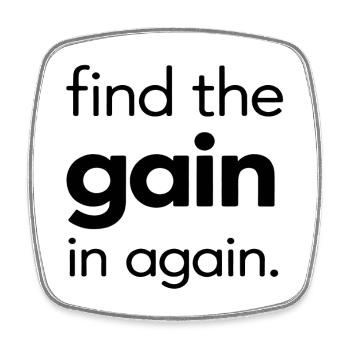 Find the Gain in Again - Square fridge magnet - white - Front