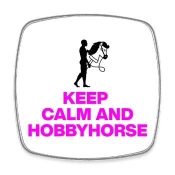 KEEP CALM & HOBBYHORSE! HOBBYHORSING STECKENPFERD - Viereckiger Kühlschrankmagnet - Weiß - Vorne