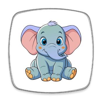 Elefantenbaby - Viereckiger Kühlschrankmagnet - Weiß - Vorne