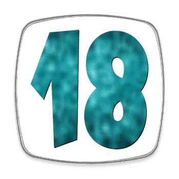 Number Eighteen - 18th Birthday - Square fridge magnet - white - Front