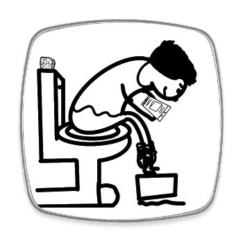 Funny man on toilet toilet humor - Square fridge magnet - white - Front