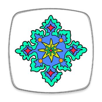 Motif géométrique d’étoile mandala - Magnet carré - blanc - Devant