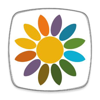 Colorful Flower Color Wheel Retro Flower Design - Square fridge magnet - white - Front