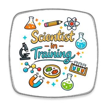 Jeune scientifique en formation - Magnet carré - blanc - Devant