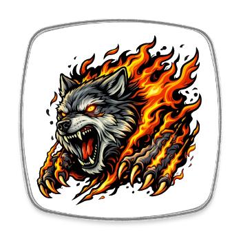Wolf In Flame Eruption - Square fridge magnet - white - Front