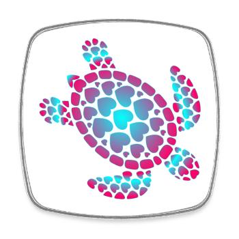 Love Turtle Summer - Viereckiger Kühlschrankmagnet - Weiß - Vorne