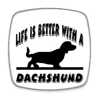 Dackel - Viereckiger Kühlschrankmagnet - Weiß - Vorne