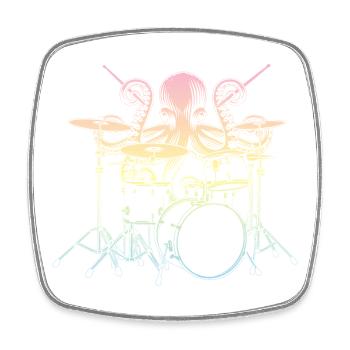 Drums Drummer Squid - Square fridge magnet - white - Front