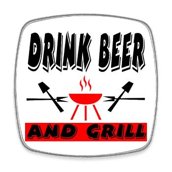 Grill - Square fridge magnet - white - Front