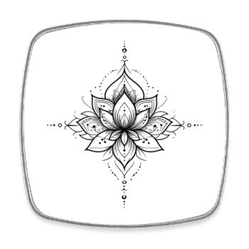 Fleur de lotus, calme et harmonie,  - Magnet carré - blanc - Devant