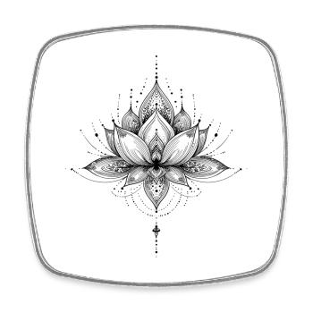 Minimalistische Mandala Lotus, Ruhe und Harmonie - Viereckiger Kühlschrankmagnet - Weiß - Vorne
