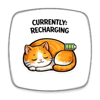 Cat Power Charged Sleep - Square fridge magnet - white - Front