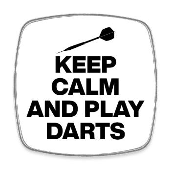KEEP CALM AND PLAY DARTS! 180 PFEILE - Viereckiger Kühlschrankmagnet - Weiß - Vorne