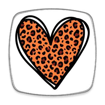 Valentinstag Herzmotiv im Leopardenmuster - Viereckiger Kühlschrankmagnet - Weiß - Vorne