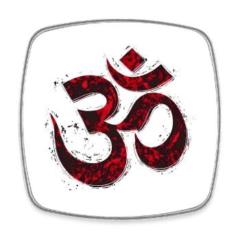 Om Symbol Spirituell Yoga Vintage Rot - Viereckiger Kühlschrankmagnet - Weiß - Vorne