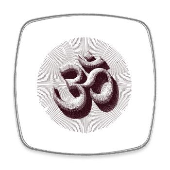 Vintage Om Symbol Gravur Style Braun - Viereckiger Kühlschrankmagnet - Weiß - Vorne