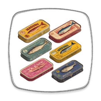 Retro Sardinen Dosen Vintage Küche - Viereckiger Kühlschrankmagnet - Weiß - Vorne