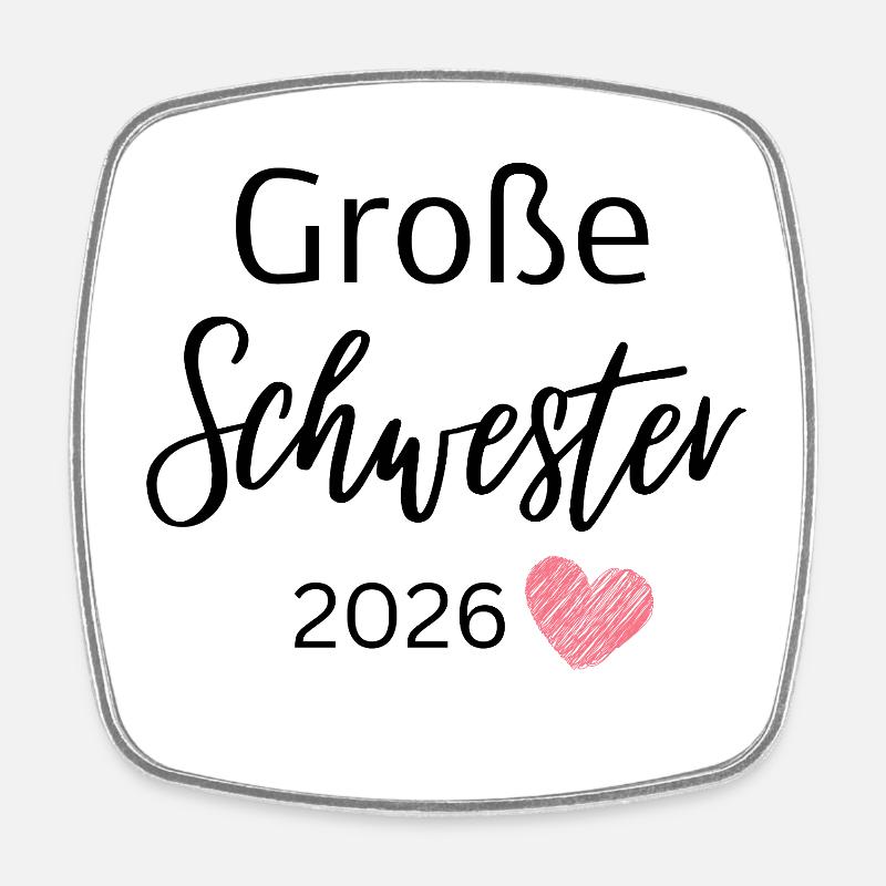 Große Schwester 2026 - Viereckiger Kühlschrankmagnet - Weiß