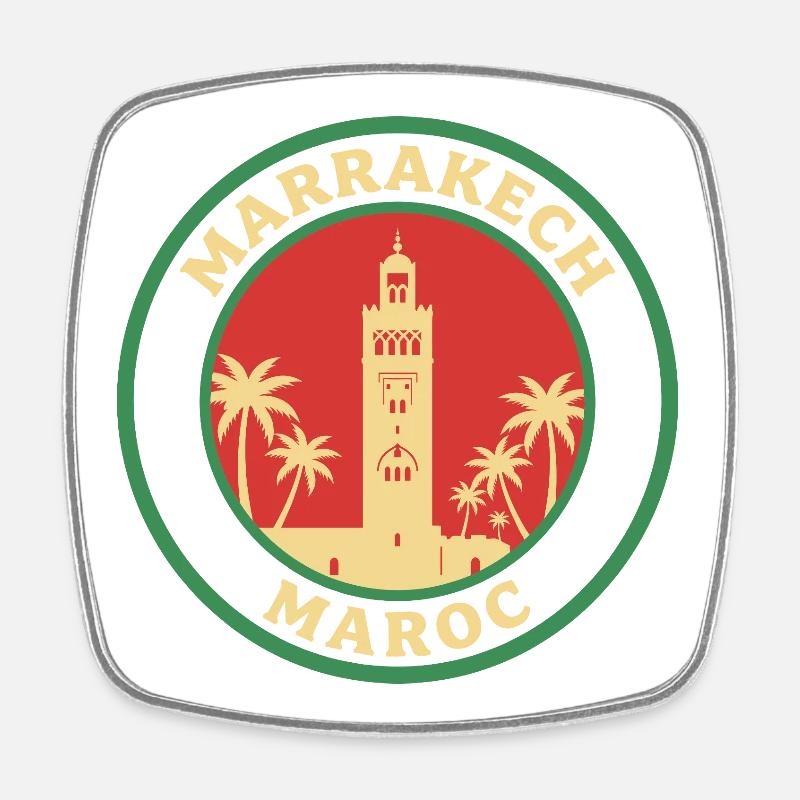 Marrakech Maroc Marocain Marocaine - Magnet carré - blanc