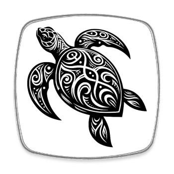 Tribal Schildkröte Mystische Natur und Geometrie - Viereckiger Kühlschrankmagnet - Weiß - Vorne