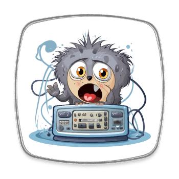 Cuddly Monster Boombox - Square fridge magnet - white - Front