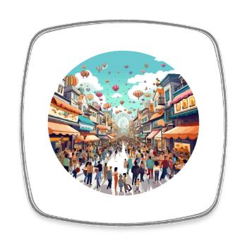 Ballonfest Straßenszene - Viereckiger Kühlschrankmagnet - Weiß - Vorne