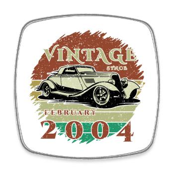22. Geburtstag - Klassiker - Vintage since 02/2004 - Viereckiger Kühlschrankmagnet - Weiß - Vorne